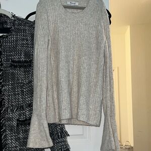 Madewell Beige Ribbed Women's Sweater with flared sleeve
